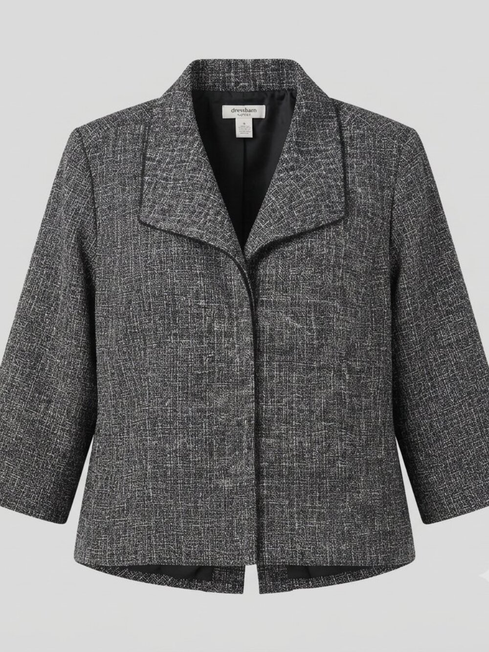 Dressbarn Woman Black White Tweed Plus Size Blazer Jacket 18W